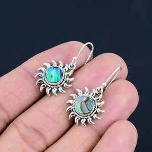 925 argent Sterling ormeau coquille Spinner boucle d'oreille concepteur naturel boucle d'oreille pierres précieuses bijoux faits à la main femmes cadeau pour anniversaire - Product Image 3