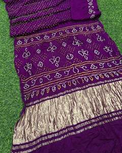 Sari Bandhej de Seda Gajji Pesada, Diseño Tradicional, Sari Bandhej de Seda Gajji Suave, Estilo Real al Mejor Precio - Product Image 3