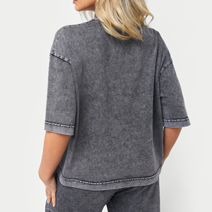 DTG เสื้อยืดลายกราฟิกแนวสตรีทเสื้อยืดเปล่าเสื้อยืดผ้าฝ้ายคุณภาพสูงซักไหล่ตกเสื้อยืดวินเทจขนาดใหญ่ใส่สบาย - Product Image 4