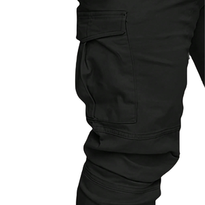 <b>Mens</b> Black Canvas <b>Cargo</b> <b>Jogger</b> Pants Elastic Waist Drawstring Slim Fit Utility Trousers Casual Outdoor Workwear Pocket Bottoms - Product Image 6