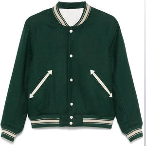 เสื้อแจ็คเก็ตเบสบอลทรงบอมเบอร์สำหรับผู้ชาย ผ้าคอตตอนผสม เป็นมิตรกับสิ่งแวดล้อม กันลม ระบายอากาศ แห้งเร็ว คอตั้ง สไตล์ลำลอง - Product Image 6