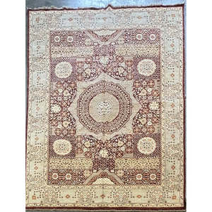 Tapis de Peshawar et de Khotan noué à la main, unique en son genre, 12'1 x 9'0 Pes_Kho_245 - Product Image 1