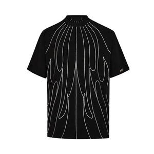 เสื้อยืดผู้ชายสไตล์วินเทจ คอหนา แขนสั้น ทรงหลวม ตัดสั้น ซักย้อมสีแบบแอซิดวอช ผ้าฝ้ายออร์แกนิค 100% ขายส่ง - Product Image 2