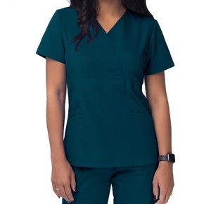 ชุดยูนิฟอร์มสปาร้านเสริมสวยแขนสั้นสำหรับผู้หญิง,เสื้อใส่ทำงานดีไซน์สวยสีล้วนขายส่ง - Product Image 4