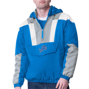 Top Embroidered Half-Zip Pullover Jacket Winter Baggy Style Football Windbreaker Jacket with Appliques OEM Service for USA Teams - Product Image 5