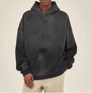 Sweat-shirt à capuche d'hiver 100 % coton imprimé numérique tendance, 410 grammes, délavé et vieilli, pour hommes, vente en gros - Product Image 3