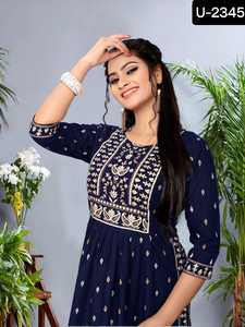 ชุดแบบดั้งเดิมที่หนักหนาผ้าฝ้าย Lucknowi กระจกทํางาน Kurti ชุดลําลองและชุดสวมใส่ทุกวันเรยอนพิมพ์ Kurtis สําหรับผู้หญิงแฟนซีท็อป - Product Image 6