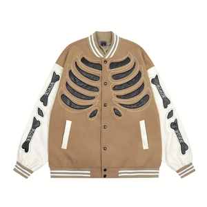 2025 Customized Men's Casual Varsity Jacket For Men Canvas <b>Fabric</b> Stand Collar Leather Sleeves Baseball Jacket for Winter Season - Product Image 4