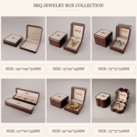 Ensemble de boîtes de rangement pour bijoux en bois, 6 pièces, aspect travertin, bordure dorée, logo personnalisé, boîtes cadeaux pour bijoux doublées de velours pour bagues