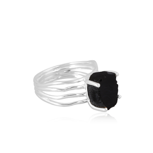 Anillo apilable de piedras preciosas de ónix negro Natural de plata de ley de la mejor calidad, joyería fina Demi para mujer, regalo para ella - Product Image 4