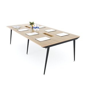 HBCO030 Conference <b>Table</b> Minimalist Design 240x120cm Plywood with Iron Adjustable Legs for <b>Office</b> Furniture Conference Room Use - Product Image 1