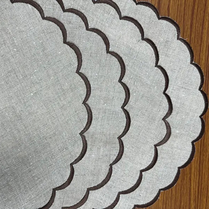 Napperons ronds en lin pur avec broderie pour petite amie cadeau mariage décor à la maison décor de chambre Restaurant pique-nique en plein air - Product Image 1