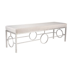 Banco largo de hierro moderno con asiento tapizado, muebles de exterior para uso doméstico, proveedor de fábrica - Product Image 6