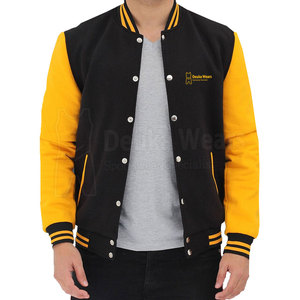 Veste de sport sur mesure pour homme, style Letterman, en coton, séchage rapide, avec broderie décorative et manches en cuir. - Product Image 1