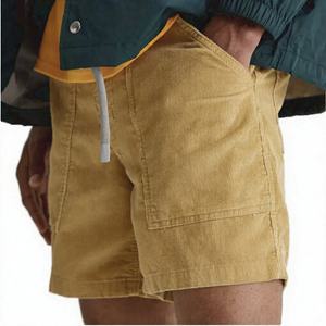 กางเกงขาสั้นผู้ชายแบบสั่งทำพิเศษ ความยาวระดับเข่า เอวยางยืด ผ้าฝ้ายออร์แกนิค คอร์ดูรอย แห้งเร็ว ระบายอากาศดี เป็นมิตรกับสิ่งแวดล้อม - Product Image 2