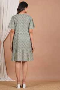 Nuevo Vestido de Lactancia para Embarazadas, Transpirable, con Estampado de Bloques, de Algodón, para Maternidad y Posparto - Product Image 6