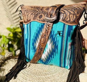 Nuevo bolso con flecos hecho a mano occidental, manta de sillín azteca, bolsos con tirantes, bolsos elegantes de diseñador único bohemio para mujer - Product Image 1