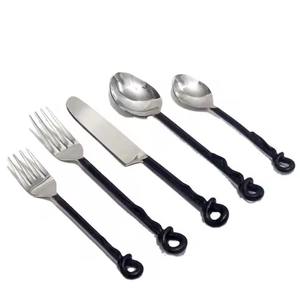 Ensemble de couverts en acier inoxydable finition PVD noir, couteau, cuillère, fourchette, restaurant, cantine, hôtel, couverts en acier inoxydable - Product Image 6