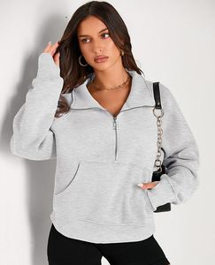 Nouveau femmes 2025 automne mode tenues nouveau demi-fermeture éclair recadrée à capuche pull polaire quart fermeture éclair sweat à capuche sweats - Product Image 2