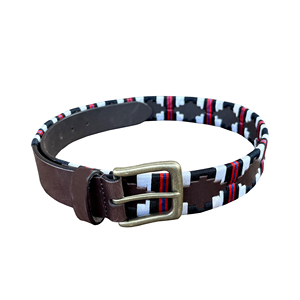 Ceinture en cuir véritable de polo pour jeunes de longueur personnalisée noir rouge blanc style zèbre boucle en laiton massif élégance équestre Vintage - Product Image 3