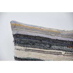 Gray Wool Kantha Patchwork <b>Pillow</b> 16x48 Inches Woven with Vintage Pattern Design - Product Image 2