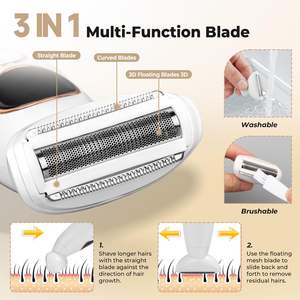 Afeitadora Eléctrica USB para Mujer, Maquinilla de Afeitar Íntima de Doble Cuchilla para Cuerpo, Axilas y Zona del Bikini, IPX7 Lavable, con Estación de Carga - Product Image 6