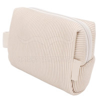 Pochette de maquillage de haute qualité en Cordura/Corduroy avec fermeture éclair, motif lettres, grande capacité, sac tendance pour femmes, couleurs personnalisées, logo