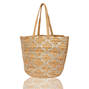 Handmade Jute Shopping Tote Bag Custom Printed Reusable Indian Crafted <b>Handbag</b> for Women and Girls - Product Image 2