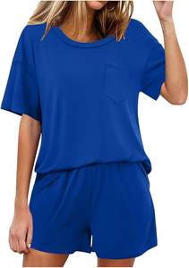 Ensemble de deux pièces à épaules tombantes, dernière mode, cousu à la machine, t-shirts et shorts assortis pour le sport et les vêtements de sport - Product Image 6