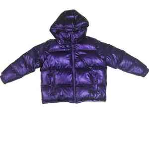 High Quality Shiny <b>Purple</b> Puffer Jacket Detachable Button <b>Hat</b> Men's Zip-up Coats Winter Plain Dyed Breathable Hooded Smart - Product Image 5