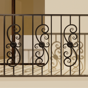 Traditional Iron Balcony <b>Railings</b> with Ornate Scroll Design Rust Resistant <b>Wall</b> Mounted 1 Year Warranty - Product Image 2