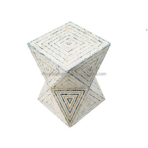 MESITA DE NOCHE DE LUJO INDIO HECHA A MANO CON INCRUSTACIONES DE HUESO CON INCRUSTACIONES DE MADRE DE PERLA PARA EL HOGAR - Product Image 4