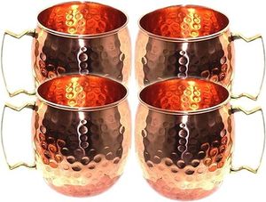 <b>Copper</b> Moscow Mule Beer Mugs Hand Hammered <b>Cups</b> Capacity 16 Ounce Pack of 4 Best for Parties Capacity Approx 500 Ml - Product Image 5