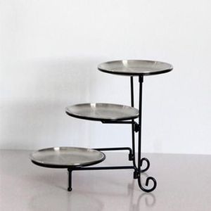 Three Tier Dessert Stand in Solid Iron Silverware Customized Shape and Size Ideal for Restaurants Hotels and Stylish Kitchenware - Product Image 2