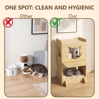Maison pour chat en bois écologique de luxe à 2 étages, lit pour animaux de compagnie d'intérieur, maison pour chat multifonctionnelle en bois