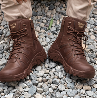 Bottes tactiques en cuir à lacets pour hommes, 8 pouces, chaussures de travail et de randonnée en plein air par QUICK WAY INDUSTRIES