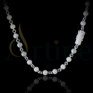 Collar de rapero de 22 pulgadas, 8mm, 14 quilates, oro blanco, VVS, Diamante cultivado en laboratorio, cadena de eslabones de cuentas heladas de lujo, venta al por mayor - Product Image 1