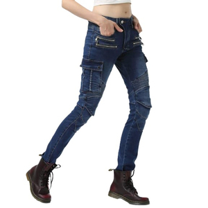 Jeans de motard pour homme D Ride Moto bleu foncé, certifiés CE, protections pour les genoux et les hanches, design multi-poches, respirant, séchage rapide - Product Image 4