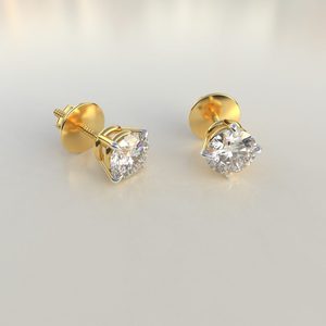 Ishi Diamonds Enchanting 18K Gold 50 centavos cada uno Pendientes de botón solitario en diamantes cultivados en laboratorio - Product Image 2