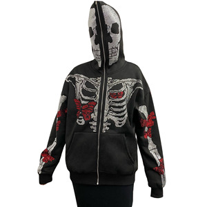 OEM Vente en gros Y2k 100% coton Heavyweight Custom Star Puff Print Full Face Zip Up Hoodie pour hommes - Product Image 6