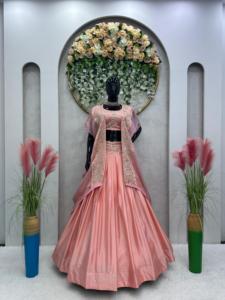 Lehengha ด้ายทำงานผ้าคางมีรายละเอียดขนาดไมโครถึง44ด้านใน - Product Image 2