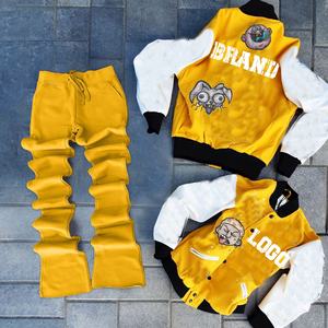 Chaquetas universitarias con parche de chenilla de 17 pulgadas para hombres y mujeres Chaquetas de bombardero con letras de lana y cuero OEM Estilo escolar personalizado - Product Image 5