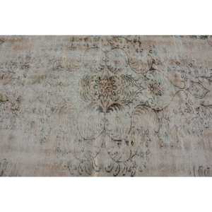 Turkish Vintage Large Rug 4.5x9.1 ft, <b>Brown</b> Check Rug <b>Wool</b> - Product Image 5