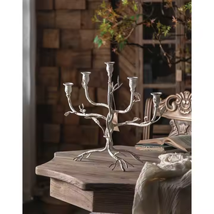 Bougeoir en fer rétro blanc pour cage à oiseaux, chandelier décoratif en fer rétro pour la décoration de mariage - Product Image 4