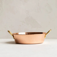 Plat de cuisson Fait Tout en cuivre écologique Antique Creations avec poignée en laiton et plateau, sans revêtement, compatible lave-vaisselle et four, personnalisable