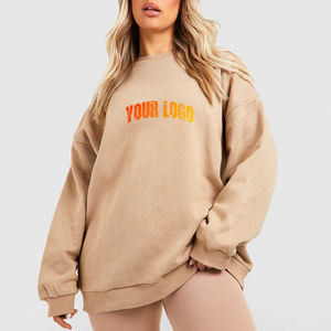 Sudaderas de gran tamaño de alta calidad 100% algodón polar logotipo personalizado colores sólidos sudaderas estilo cuello redondo sudaderas. - Product Image 6