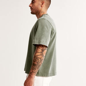 Camiseta de gran tamaño con lavado ácido para hombre con logotipo personalizado Camiseta de alto rendimiento 100% algodón con lavado corto - Product Image 5