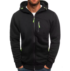 Sweat à capuche zippé en molleton 100% coton pour homme, broderie de logo personnalisée, impression numérique décontractée, sweat-shirts unis pour homme - Product Image 3