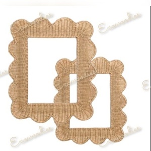 Vintage Style Bamboo and Wooden Abstract Woven Picture Frame Table <b>Stand</b> with Hanging Function for Family Photo Gifts Home Decor - Product Image 2