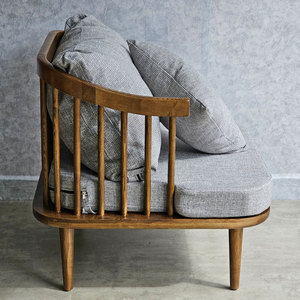 Sillón Individual GSD68090 de Madera de Fresno 80x70x73cm con Cojín de Cuero Cómodo para Oficina en Casa - Product Image 6